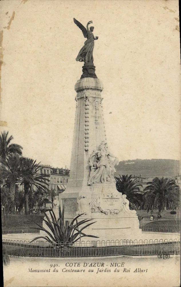 Côte d'Azur - Nice — Denkmal des Centenars im Jardin du Roi Albert — Verlag Le Dilety, Paris, Nr. 940 - Vorderseite