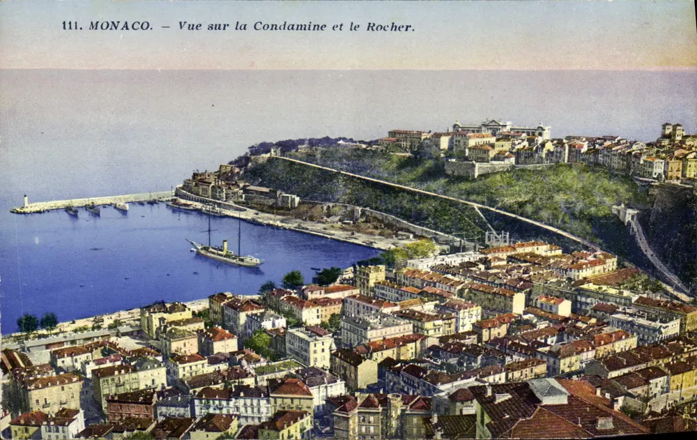 Monaco — Vista sulla Condamine e sul Rocher — G. Lemaître & Cie, n° 111 - Recto