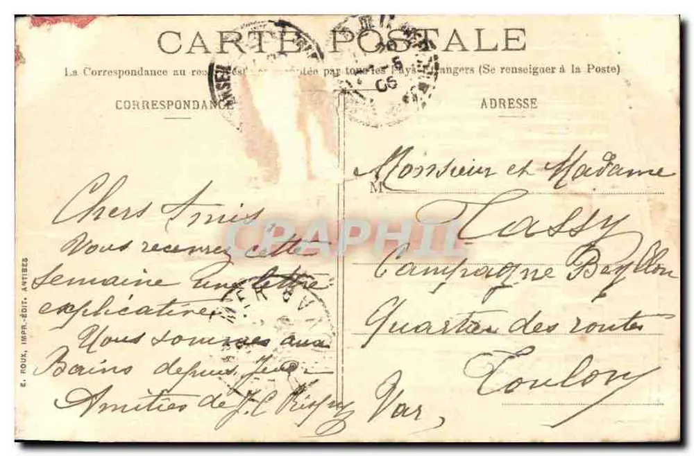 Marselha — Igreja de São Vicente de Paulo (Os Reformados) — E. Fous, imp. ed. Antibes - Verso