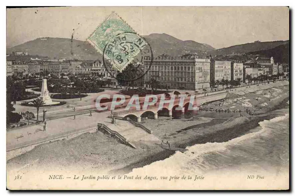 NICE — Öffentlicher Garten und Brücke der Engel, Ansicht vom Jetée — ND Phot - Vorderseite