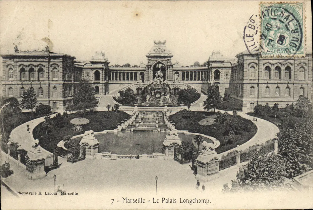 Marsylija — Pałac Longchamp — Fototypia B. Lacour Marsylija, nr 7 - Awers