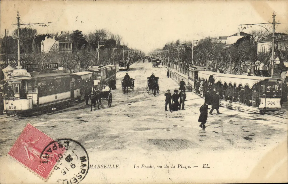 Marsiglia - Le Prado, vista dalla Spiaggia — EL. - Recto