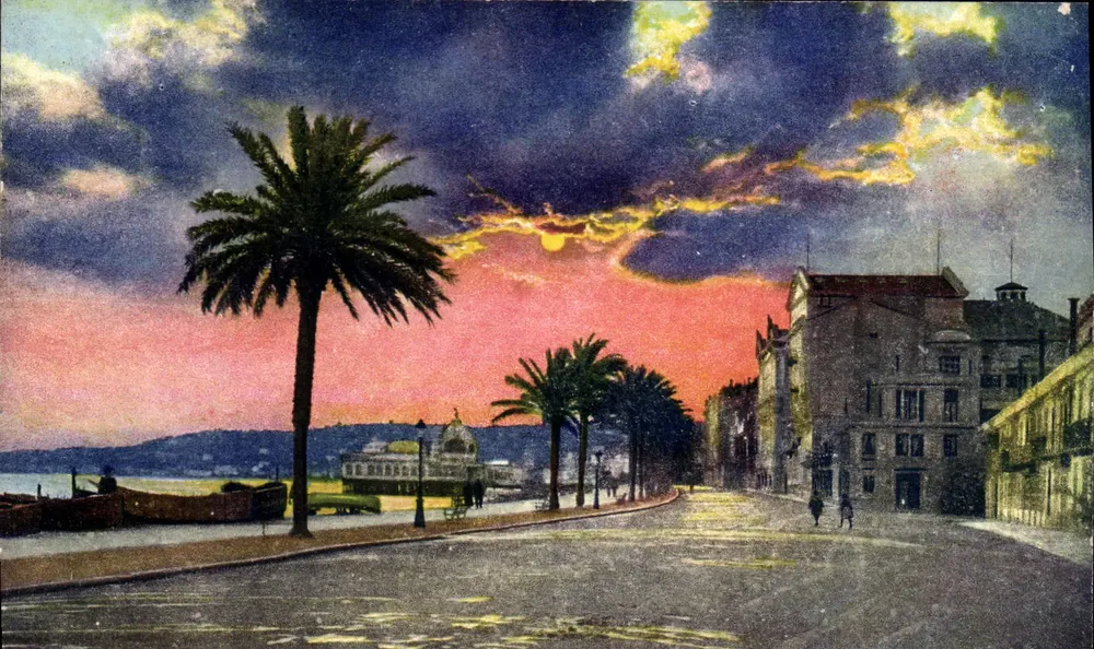 Pôr do sol em Nice — vista do porto — editor N. & R. Béjot, n° 160 - Frente