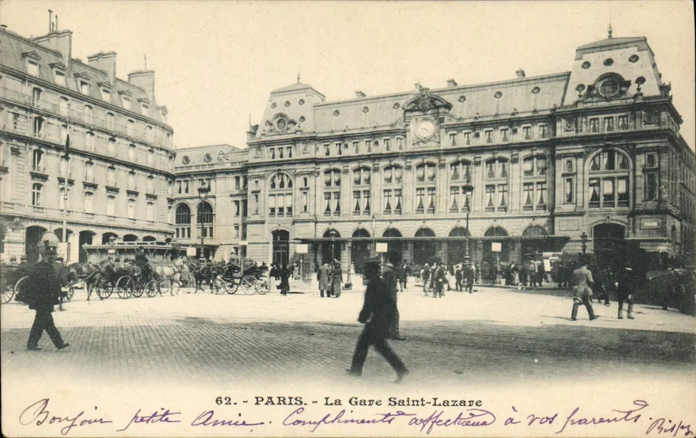 Paris - A Estação Saint-Lazare — editor desconhecido, n° 62 - Frente