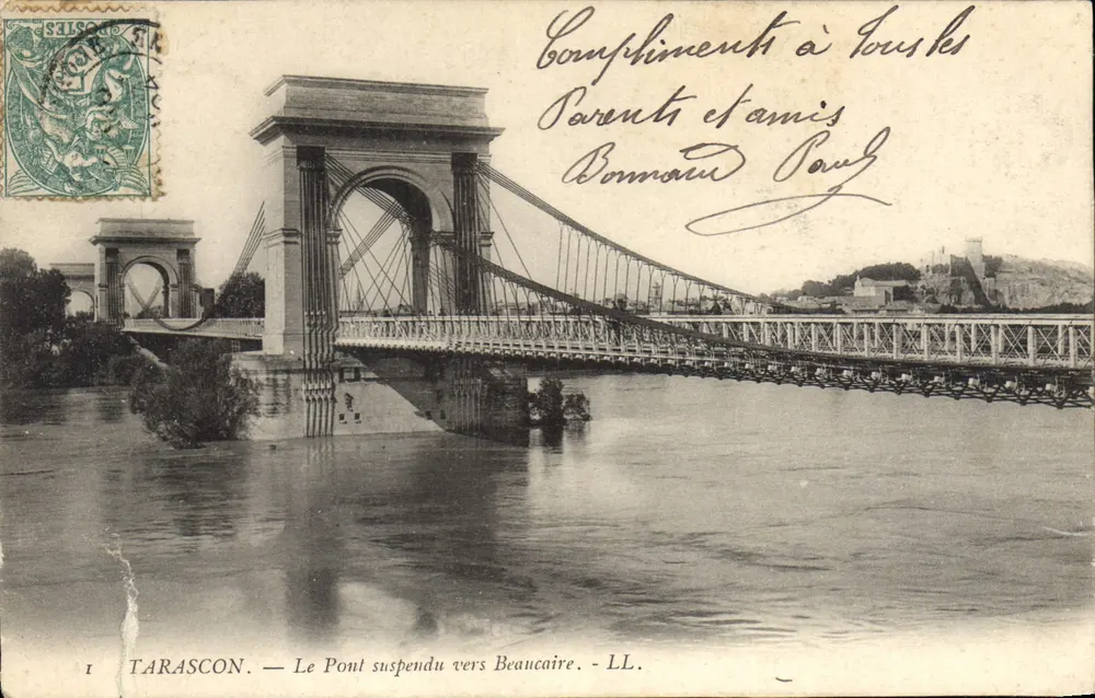 Tarascon — Het hengelbrugje richting Beaucaire — LL. - Voorkant