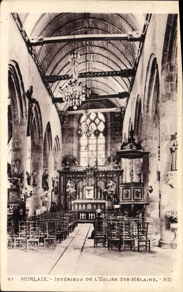 Morlaix - Interior da Igreja de Santa Mélaine - ND - Frente