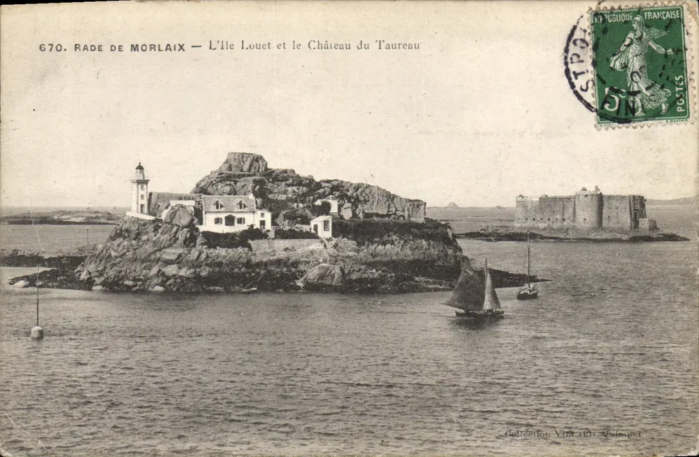 Hafen von Morlaix — L'Île Louet und Schloss des Bullen — Sammlung Viala - Vorderseite
