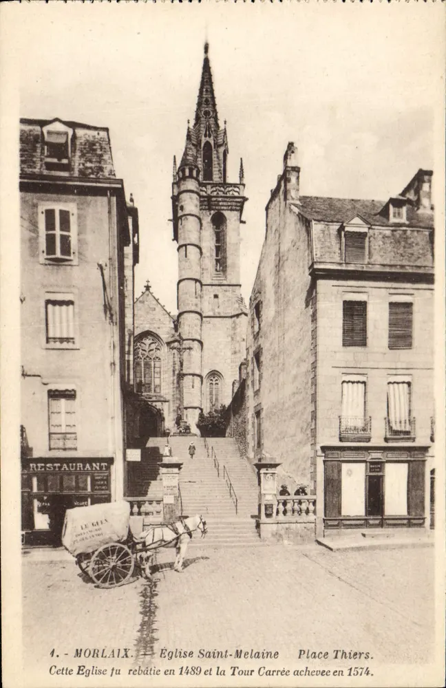 Morlaix — Kirche Saint-Melaine und Quadraturturm — G. Artaud, Verleger Nantes - Vorderseite