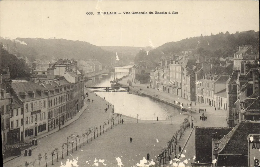 M'RLAIX — Vue Générale du Bassin à flot — éditeur M'RLAIX, n° 663 - Anverso