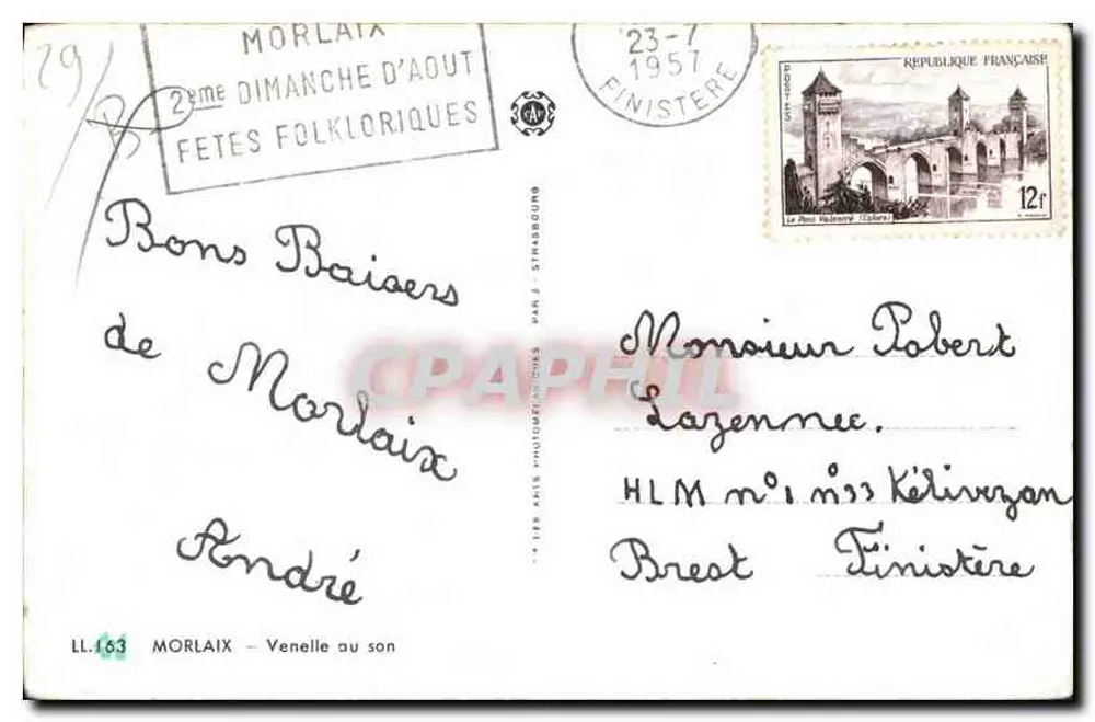 Rua estreita em Morlaix — Hotel Restaurant Le Petit Chaperon Rouge — editor LL.163 - Verso