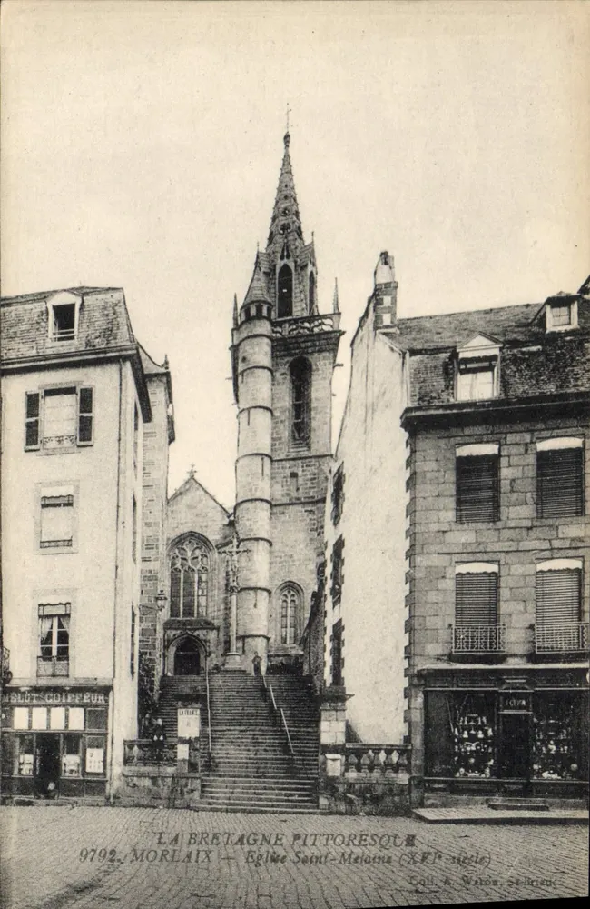 Morlaix — Kirche Saint-Melaine (12. Jahrhundert) — Verlag: G. Pelot & Cie, 9792 - Vorderseite