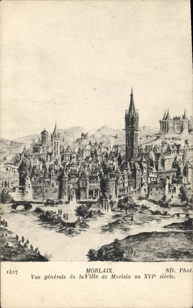 Morlaix — Allgemeine Ansicht der Stadt im 16. Jahrhundert — ND. Phol. 1914 - Vorderseite
