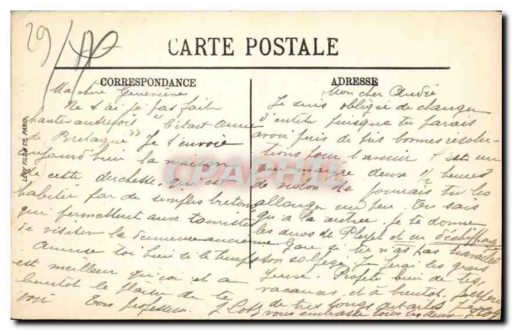 Morlaix — Haus der Königin Anne — I.L. — Nr. 58 - Rückseite