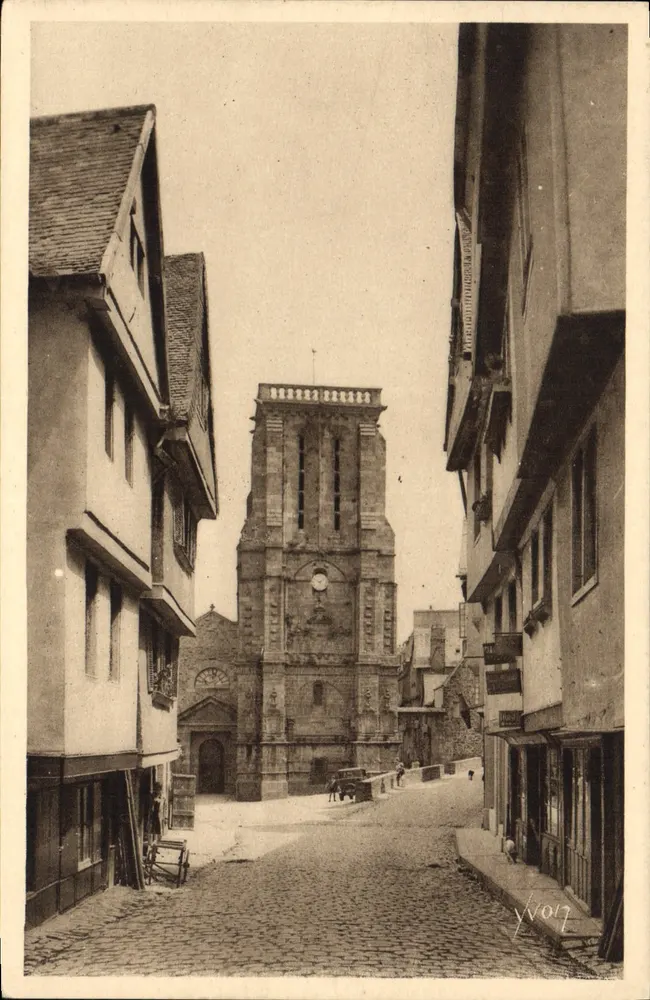 Morlaix (Finistère) — La Rue Basse und die Kirche Saint-Mathieu — Éditions d'Art Yvon, Paris - Vorderseite