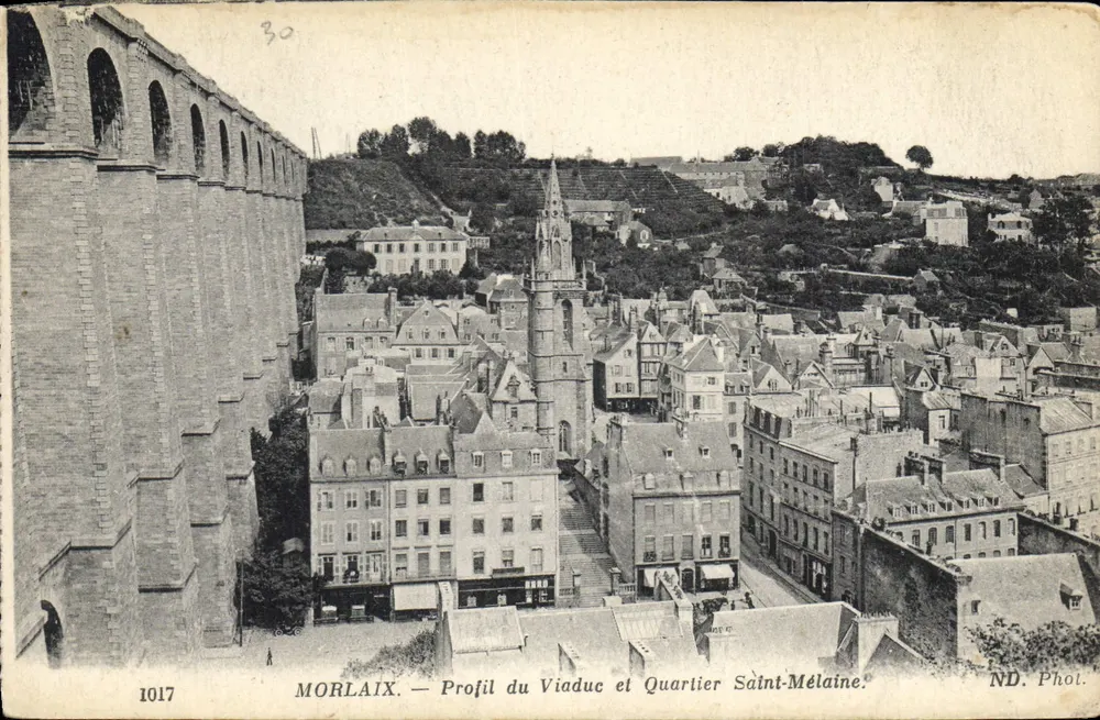 Morlaix — Perfil do Viaduto e Bairro São Melaine — ND. Fot. n°1017 - Frente