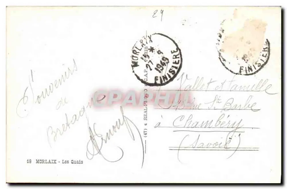 MORLAIX - Os Quais — Lembranças da Bretanha — editor R.P. n°19 - Verso