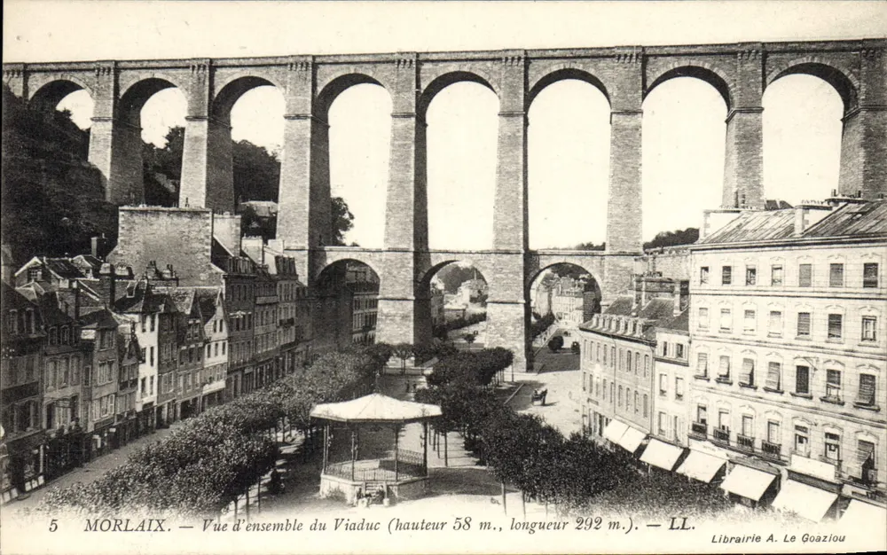 Morlaix — Vista geral do Viaduto (altura 58 m., comprimento 292 m.) — Livraria A. Le Goazlou - Frente