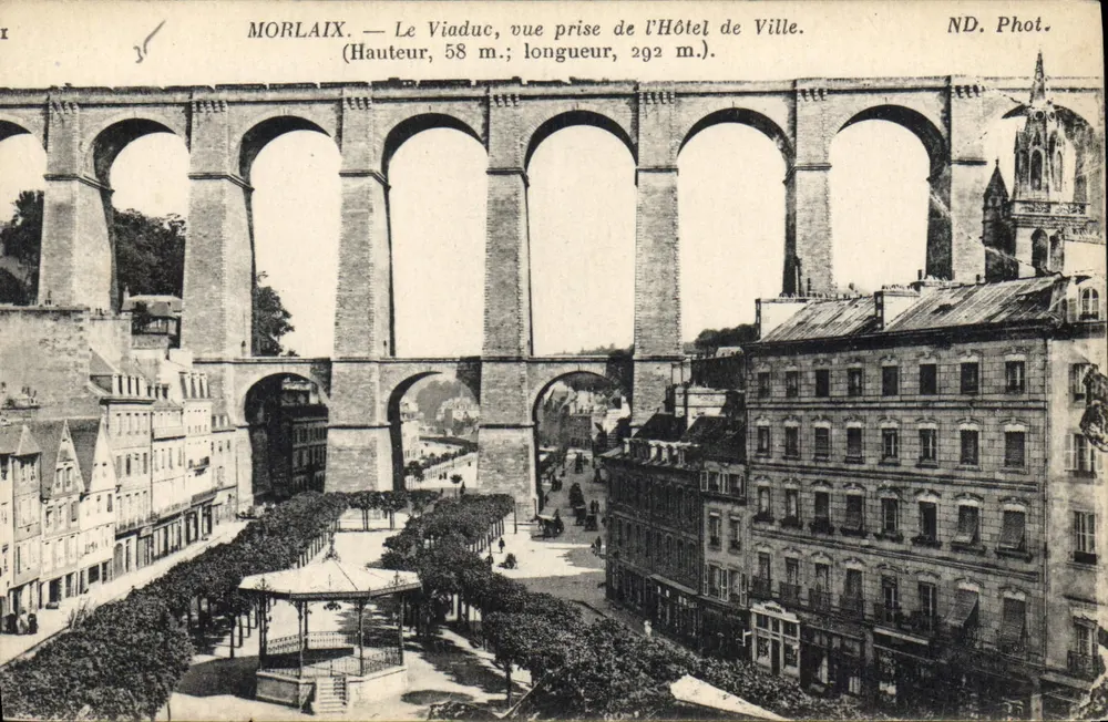 Morlaix — Der Viadukt, Aufnahme vom Rathaus — ND. Phot. - Vorderseite