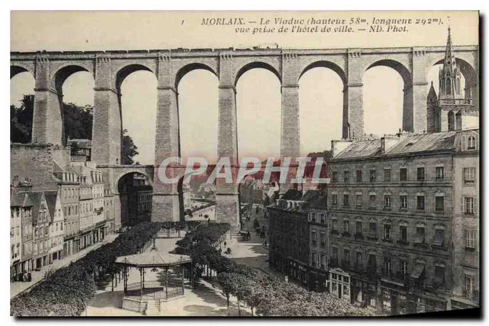 Morlaix — O Viaduto (altura 58m, comprimento 292m), vista tirada do hotel de cidade — ND. Fot. - Frente