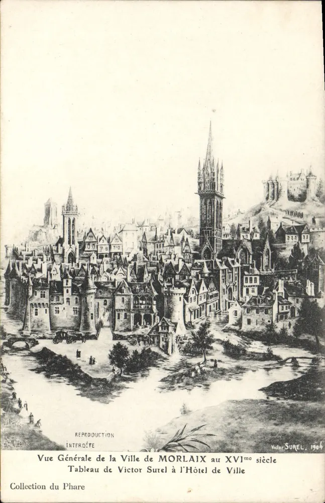 Morlaix — Allgemeiner Blick auf die Stadt im 16. Jahrhundert — Victor SUREL, 1904 - Vorderseite
