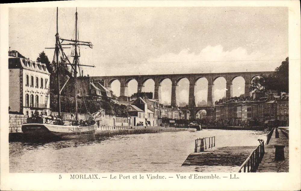 Morlaix — Der Hafen und der Viadukt — Panoramablick — LL. - Vorderseite