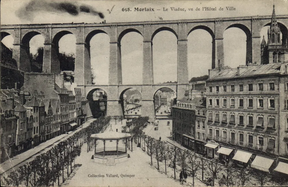 Morlaix — Der Viadukt aus Sicht des Rathauses — Sammlung Villard, Quimper - Vorderseite
