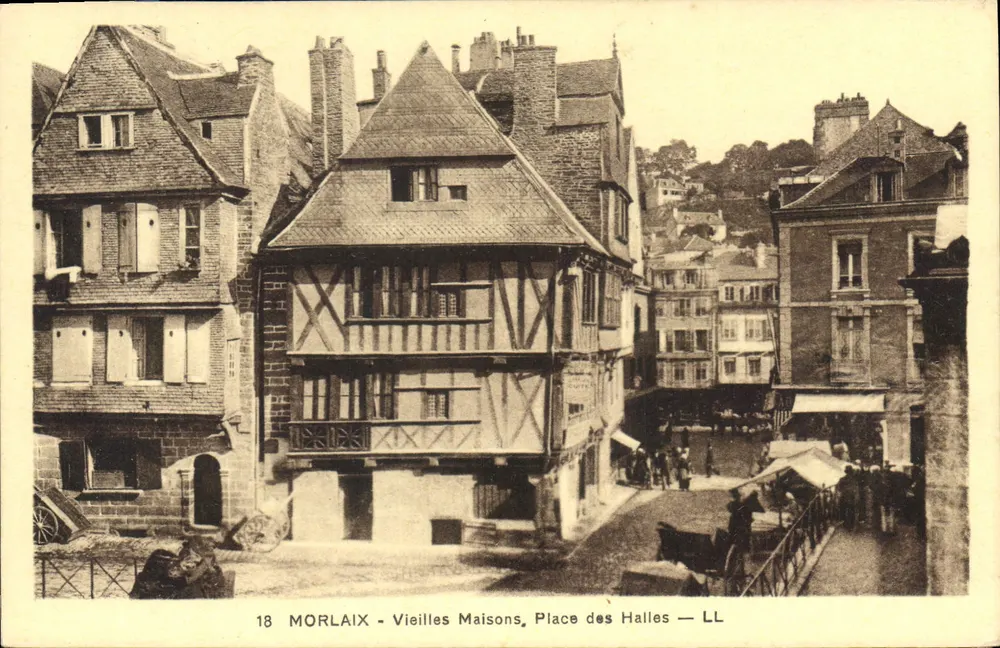 Morlaix - Alte Häuser, Place des Halles — LL - Vorderseite