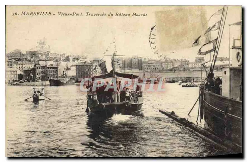 Marseille - Vieux-Port. Überfahrt mit dem Bâteau Mouche — Antike Ansichtskarte n°36 - Vorderseite