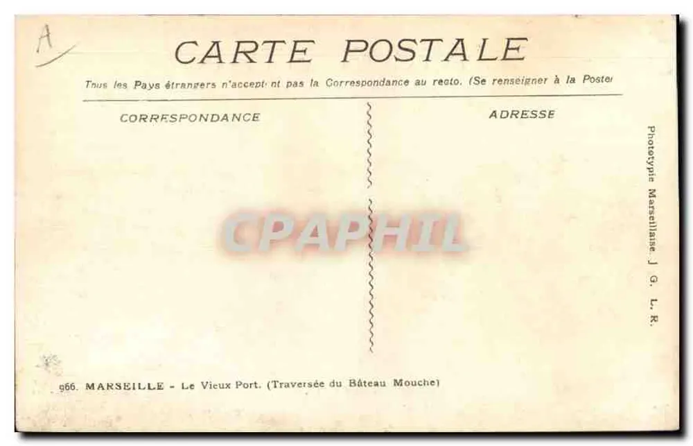 Marseille - Der alte Hafen — Überfahrt mit dem Bâteau Mouche — Phototypie Marseilleaise J. G. L. R. - Rückseite