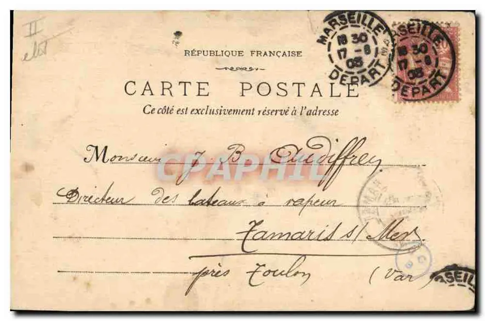 Marseille — Un Coin des Pierres Plates — Phototypie E. Lacour, 14 rue Baudineau - Rückseite