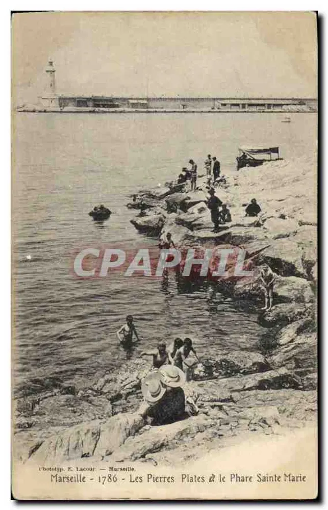 Marseille — Les Pierres Plates & der Leuchtturm Sainte Marie — Phototyp. E. Lacour — 1786 - Vorderseite