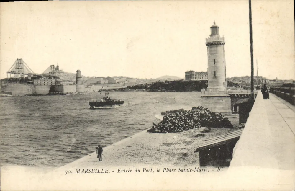 Marseille - Eingang zum Hafen, Leuchtturm Sainte-Marie - IC. - Vorderseite