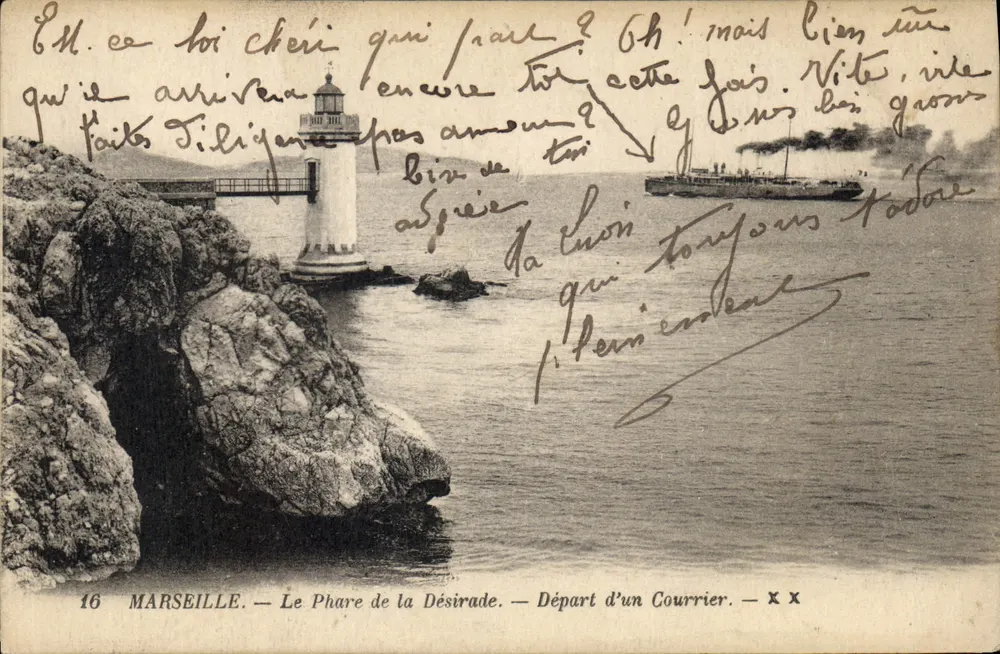 Marseille — Leuchtturm Désirade — Abfahrt eines Postschiffes - Vorderseite