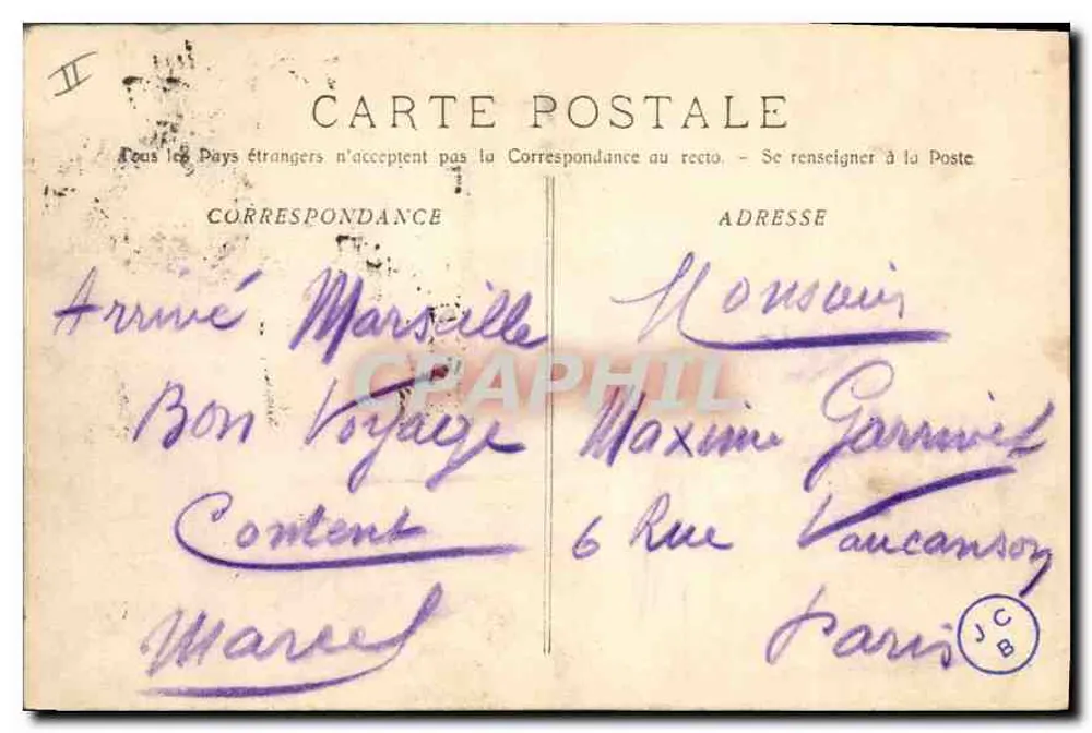 Marselha - O Farol de Santa Maria — Poste-Paris, n°79, editor R. Lacour-Magnol - Verso