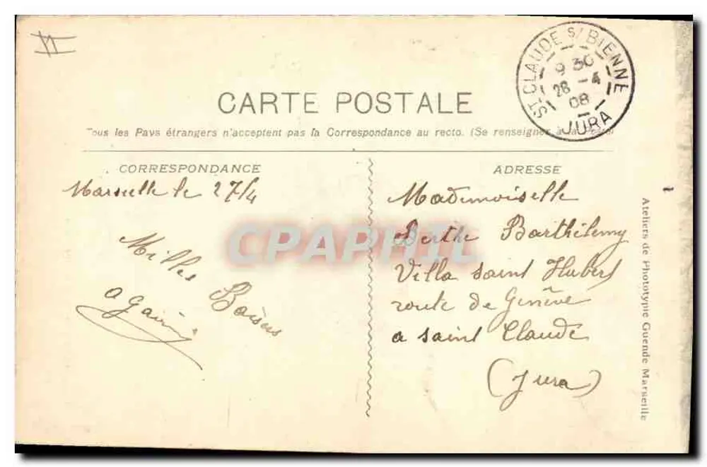 Marseille - Les Pierres plates et le Phare Ste-Marie — Auguste Garnier - Rückseite