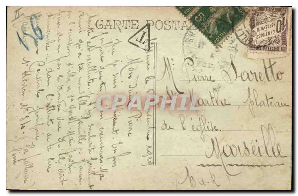 Marseille - Farol de Planier — vista marítima com barcos a vela — editor não identificado, número de série não visível - Verso