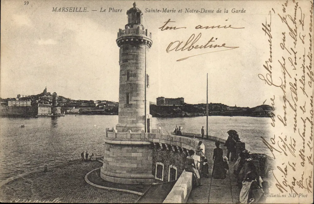 Marseille — Leuchtturm Sainte-Marie und Notre-Dame de la Garde — Verlag ND Phot, Nr. 39 - Vorderseite
