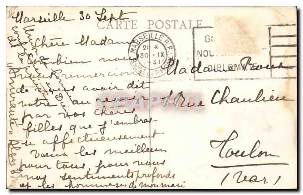 Marseille — Leuchtturm Sainte Marie — Eingehender Post an Joliette - Rückseite