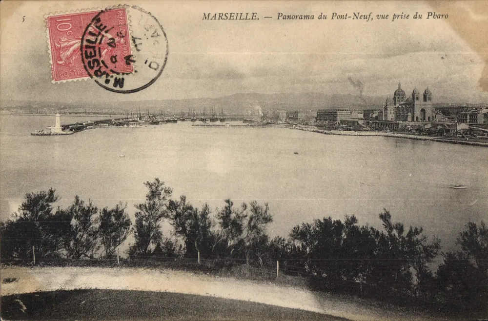 MARSEILLE — Panorama des Pont-Neuf, Aufnahme vom Pharo — unbekannter Verleger, Seriennummer 5 - Vorderseite