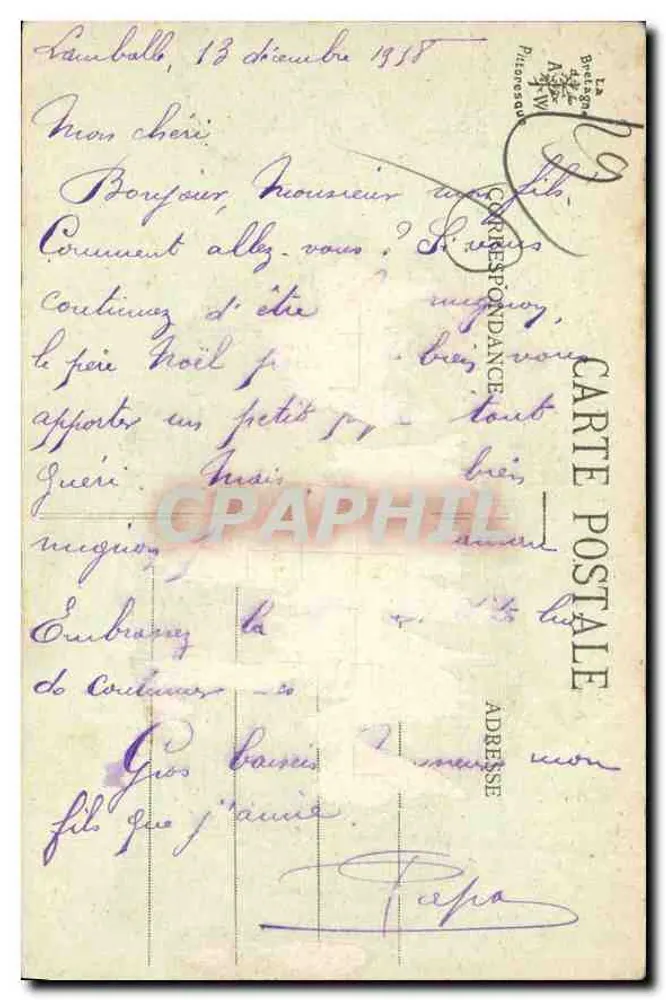 Der Gué du Plessis bei Pont-Aven — Pittoreskes Bretagne — Sammlung Waron, St Brieuc - Rückseite