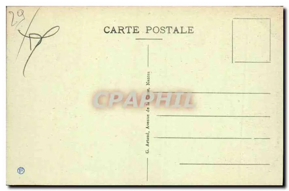 Pont-Aven - O Desaguador do Molino — editor G. Arland, Nantes, n° 61 - Verso