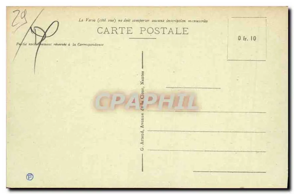 Pont-Aven — O Desaguador do Molino — G. Artaud, Nantes - Verso