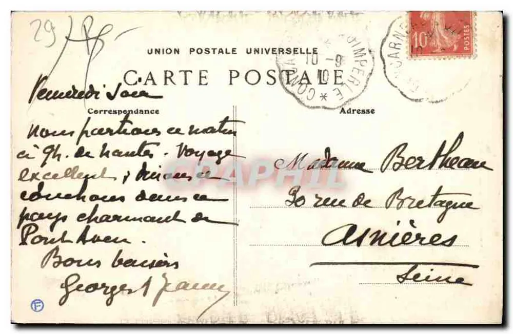 Mont-Aven — Estudo de Árvores — Editor: Villard, Quimper - Verso