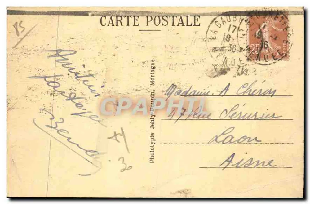 La Gaubretière (Vendée) — Place de la Mairie — Verlag Phototypie Jehly-Tonnin, Nr. 506 - Rückseite