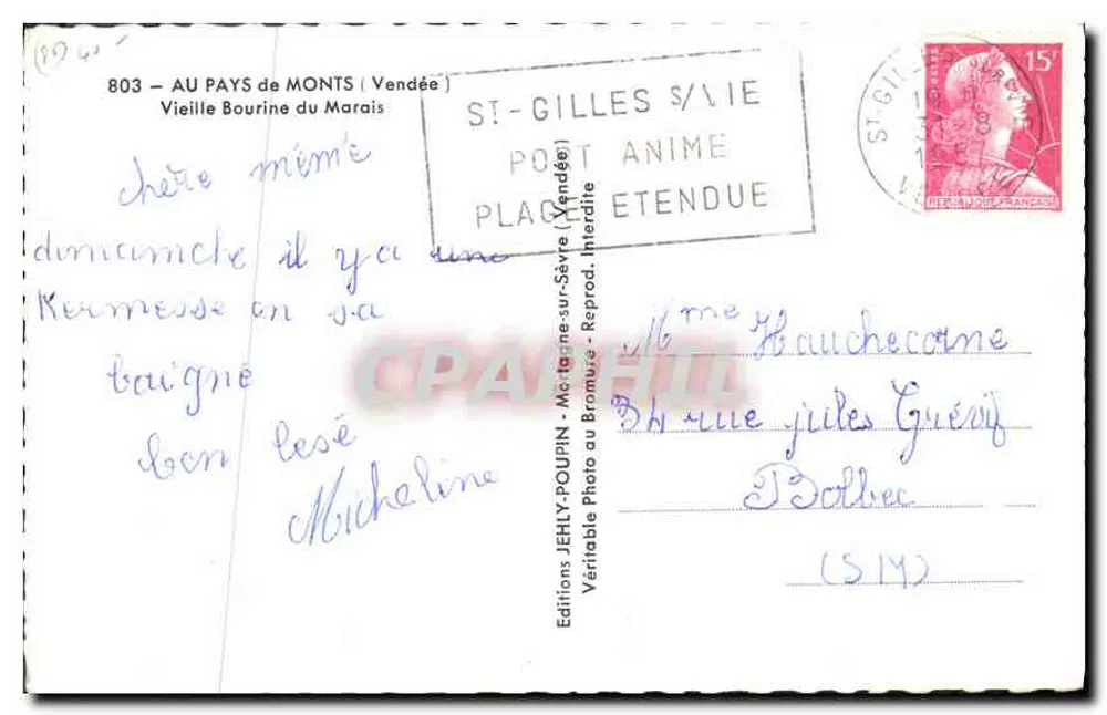 Alte Bourine des Moores — Pays de Monts (Vendée) — Éditions JEHLY-POUPIN - Rückseite