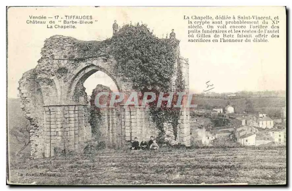 Tiffauges — Schloss "Barbe-Bleue" und die Kapelle — La Nouvelle, Frankreich - Vorderseite