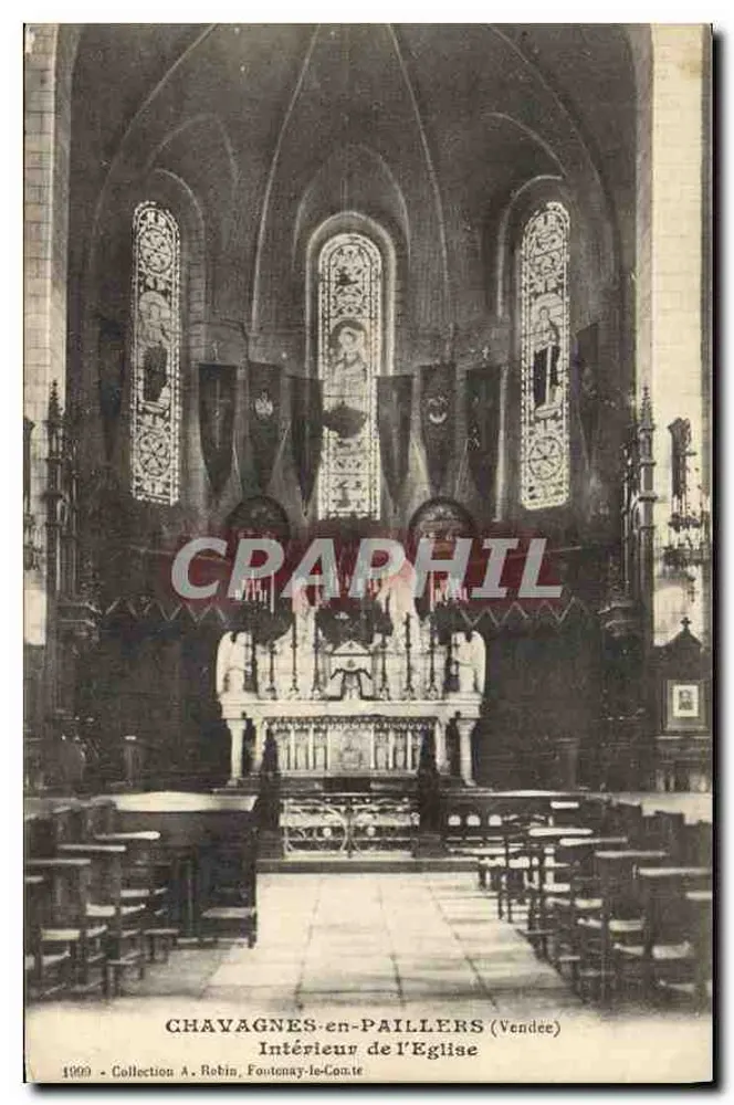 Chavagnes-en-Pailliers (Vendée) — Innenansicht der Kirche — Sammlung A. Robin, Fountenay-le-Comte - Vorderseite