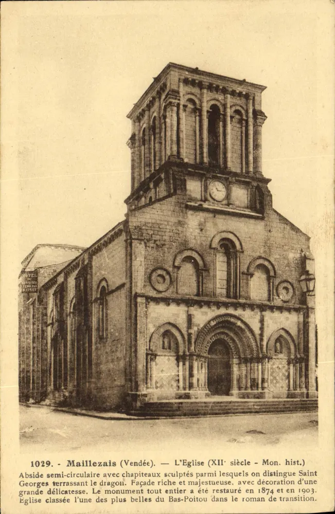 Iglesia de Maillezais (Vendée) — siglo XII — Mon. hist. — Phototype Jehly-Poupin - Anverso