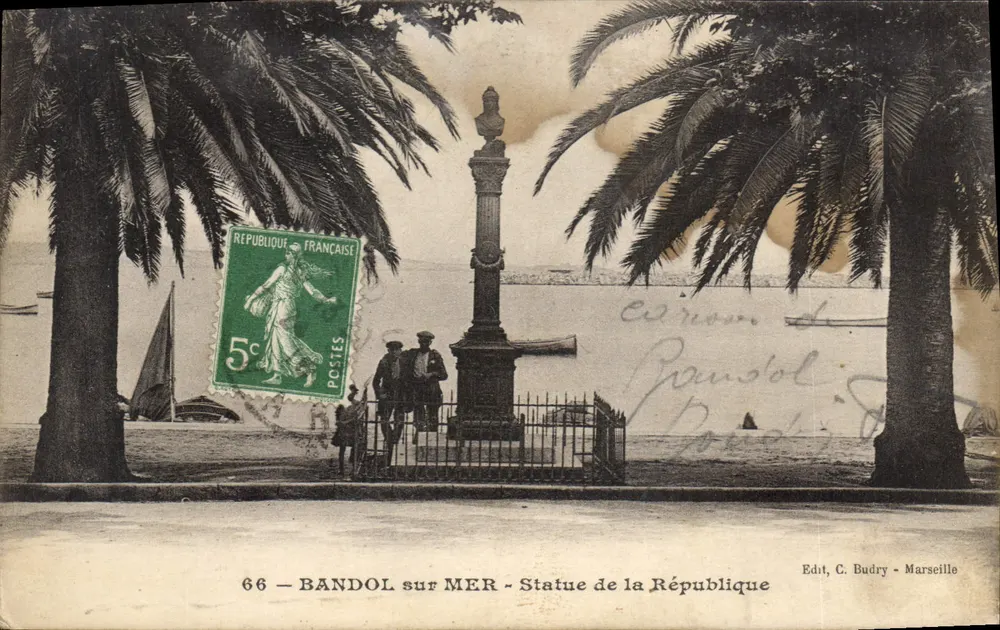 BANDOL sur MER — Estátua da República — Edit. C. Budry - Marseille - Frente