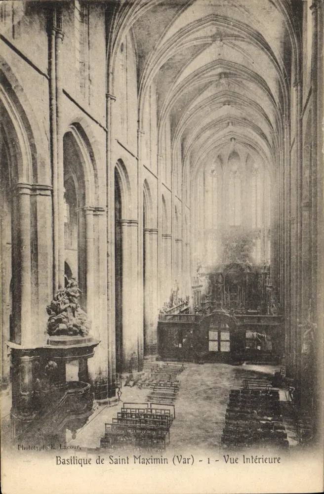 Basilica di San Massimino (Var) — Vista Interna — Fototipia L. Lacoue, n°1 - Recto